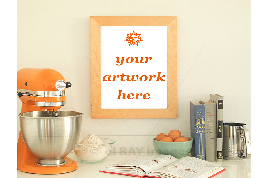 Orange Kitchen Theme Frame Mockup in Print Mockups - product preview 8