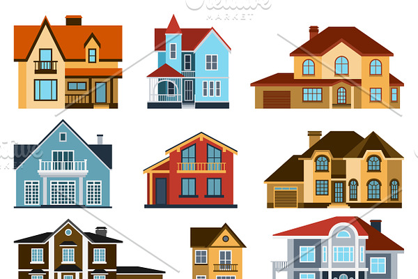 Houses front view vector