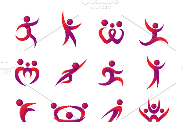 Abstract people logo silhouettes