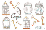 Vintage cages and keys collection