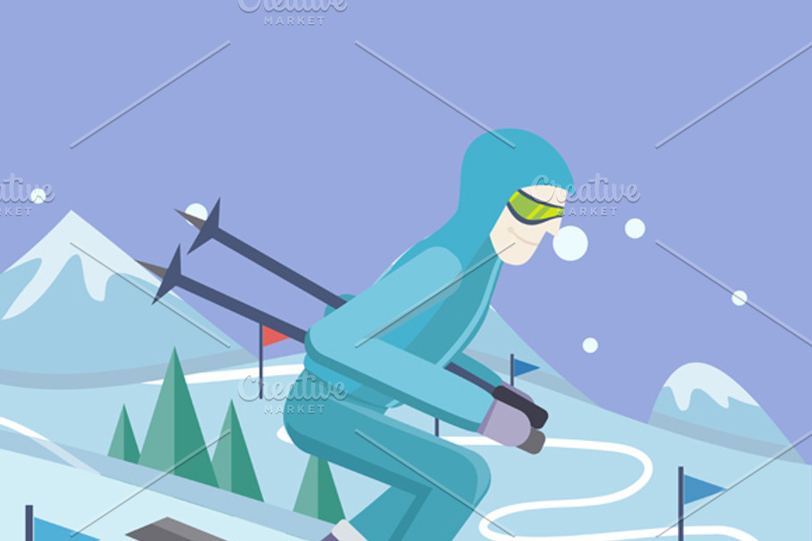 Skier on Slope in Illustrations - product preview 8