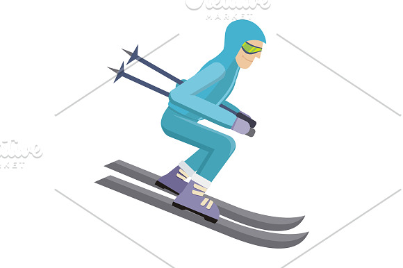 Skier on Slope in Illustrations - product preview 1