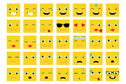 Square Emoticons / Emoji Vector Set