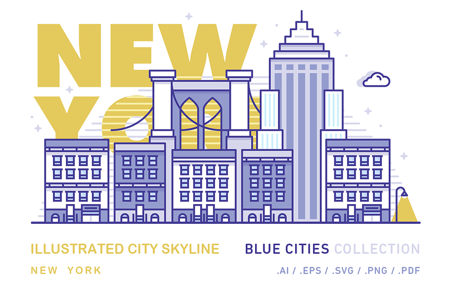 New York x Illustrated City Skyline