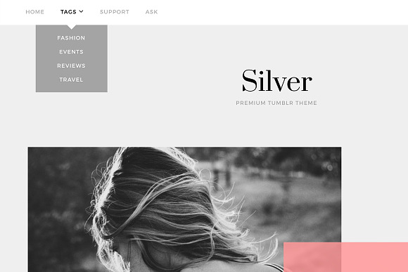 Silver Tumblr Theme in Tumblr Themes - product preview 1