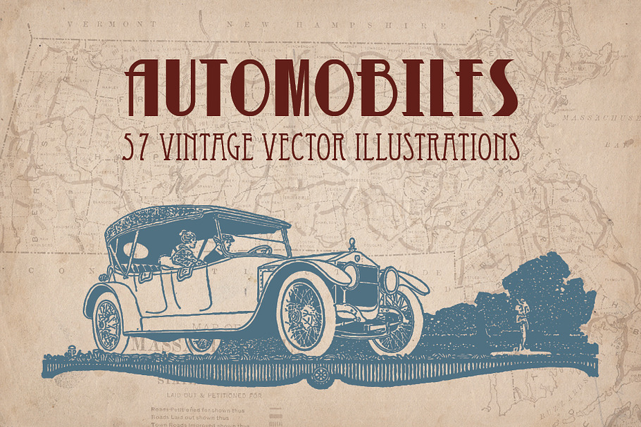Vintage Cars and Automobiles in Illustrations - product preview 8