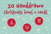 20 hand drawn Christmas icons set.