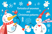 Set of graphic of snowmen