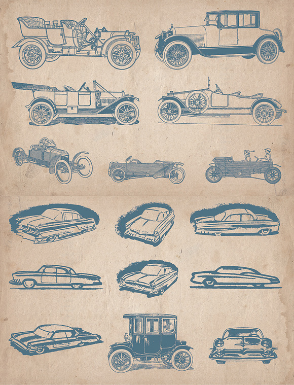 Vintage Cars and Automobiles in Illustrations - product preview 3