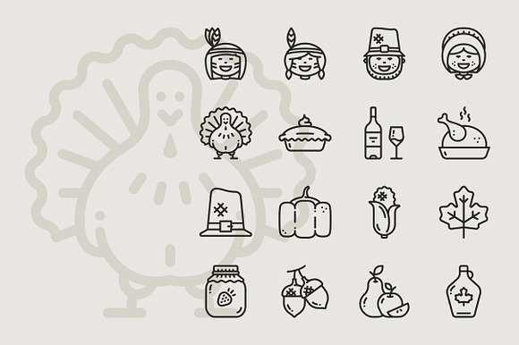 16 Thanksgiving Day Icons in Thanksgiving Icons - product preview 1