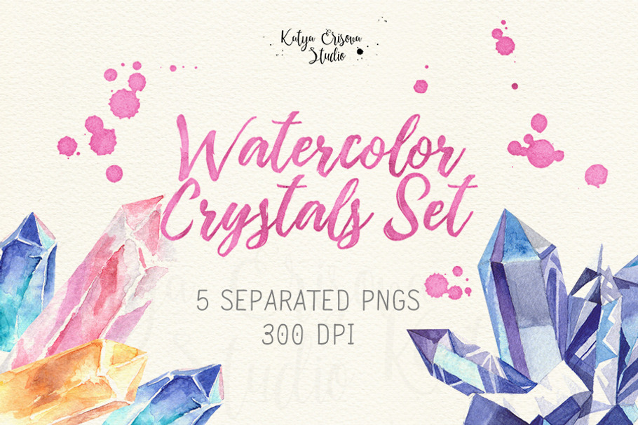 Watercolor Crystals Set