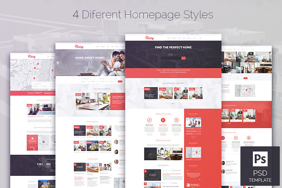 Cozy - Real Estate PSD Template in Website Templates - product preview 1