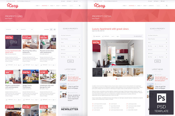 Cozy - Real Estate PSD Template in Website Templates - product preview 2