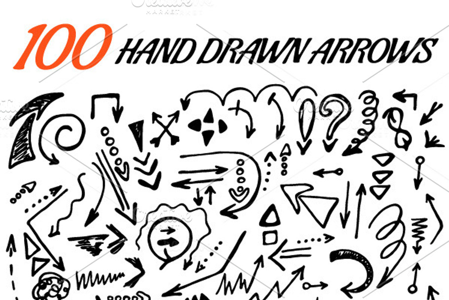 100 vector hand drawn arrows