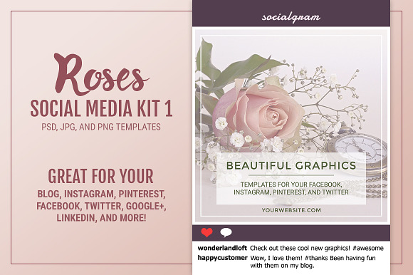 Roses Social Media Kit 1 in Social Media Templates - product preview 1