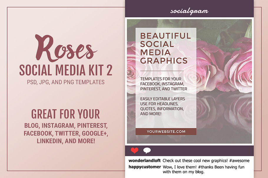 Roses Social Media Kit 2 in Social Media Templates - product preview 8