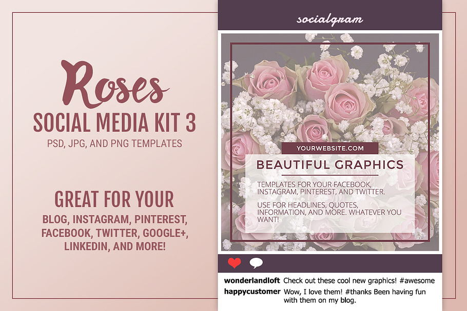 Roses Social Media Kit 3 in Social Media Templates - product preview 8
