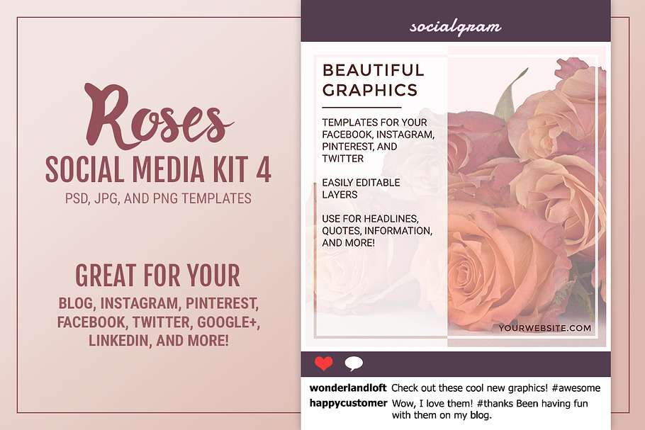 Roses Social Media Kit 4 in Social Media Templates - product preview 8