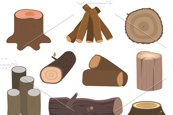 Stacked wood pine vector