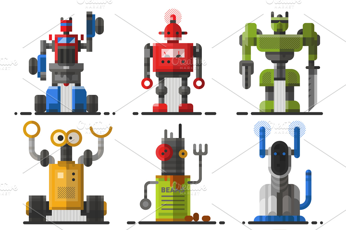  Vintage robots vector in Illustrations - product preview 8