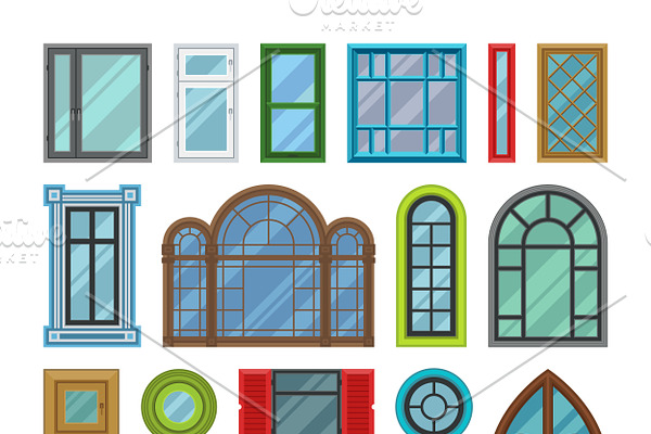 House windows vector elements