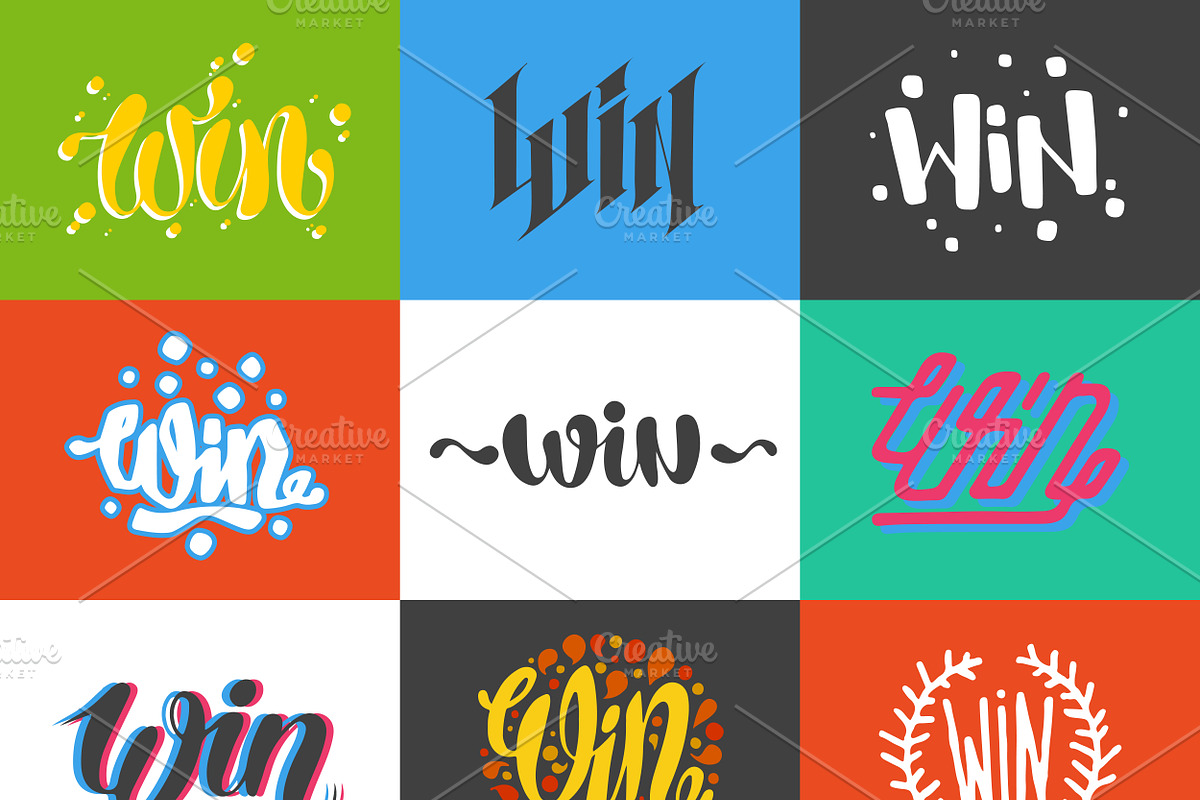 Win sign vector set in Illustrations - product preview 8