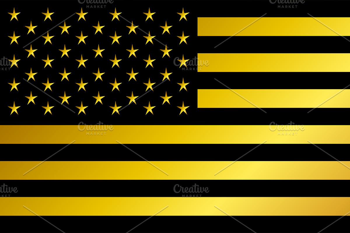 USA flag, American flag gold, black in Icons - product preview 8