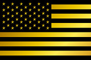 USA flag, American flag gold, black