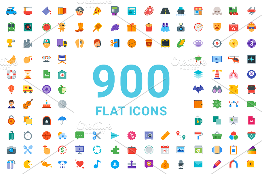 900+ Flat Icons