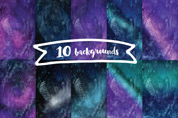 Galaxy Watercolor Background Bundle in Textures - product preview 1