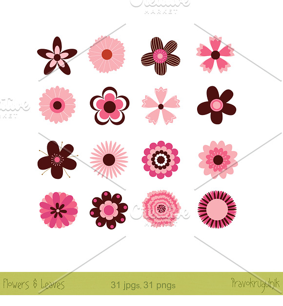 Mod flowers, twigs and leaves  in Illustrations - product preview 2