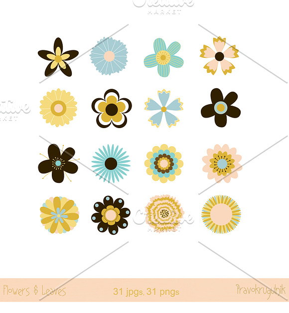 Vintage bohemian, rustic flowers set in Illustrations - product preview 2