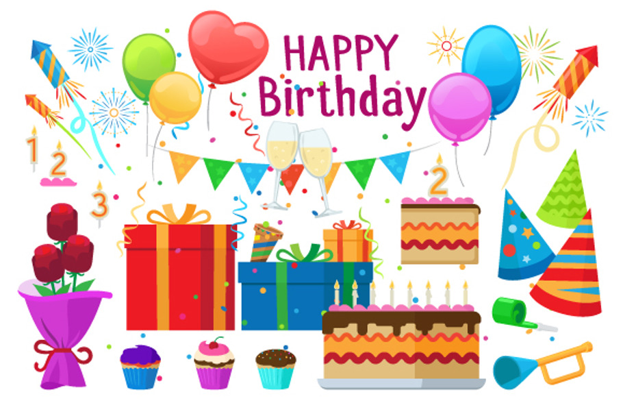 Happy birthday set in Objects - product preview 8
