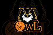 Retro owl sport logo basketball team