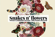 Snakes n' flowers collage+ freebies 