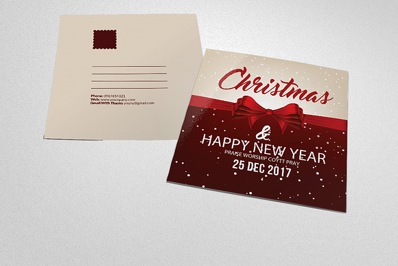 Merry Christmas Postcard Template in Postcard Templates - product preview 1