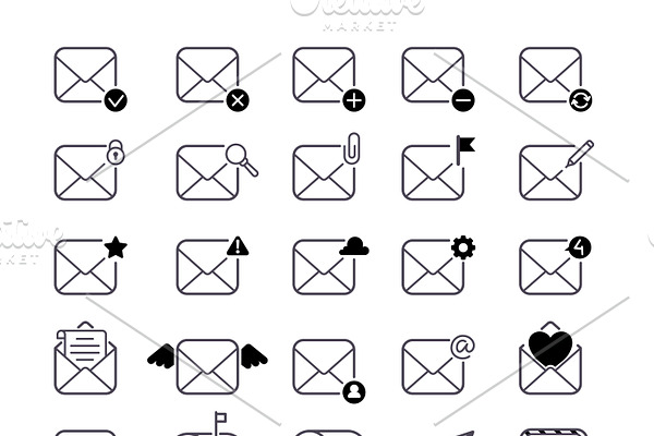 Envelope mail icons vector