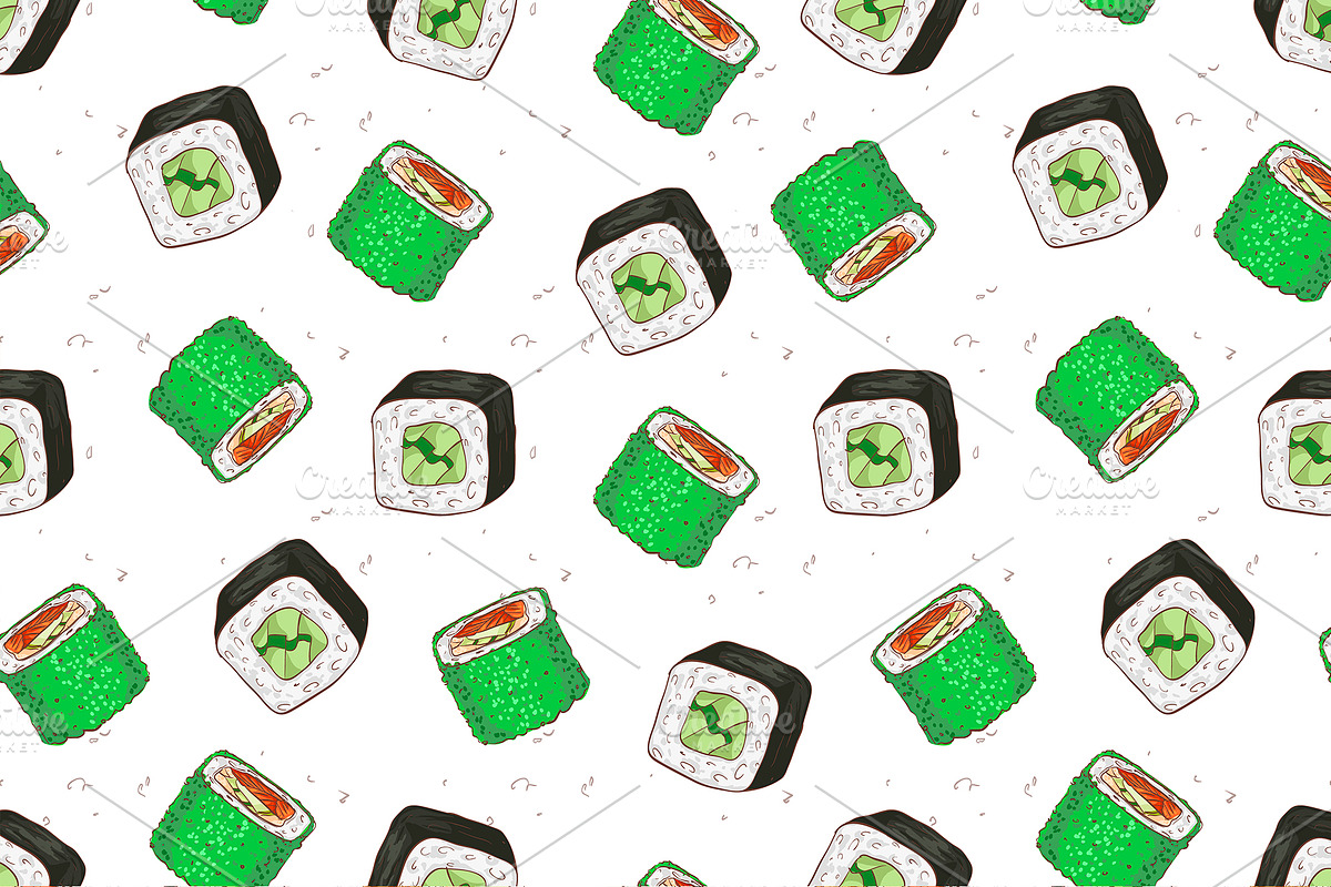Sushi seamless pattern in Patterns - product preview 8