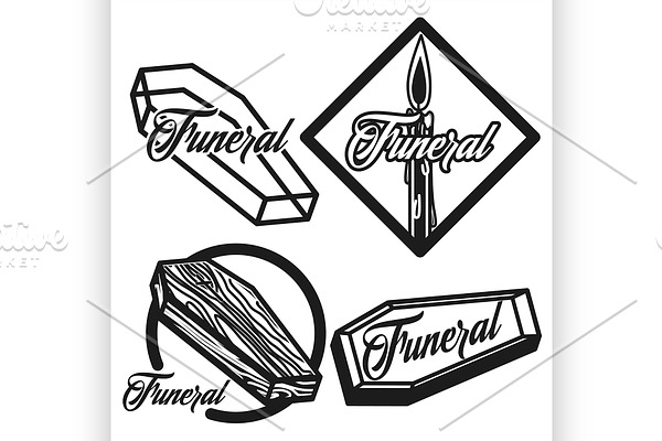Vintage funeral emblems