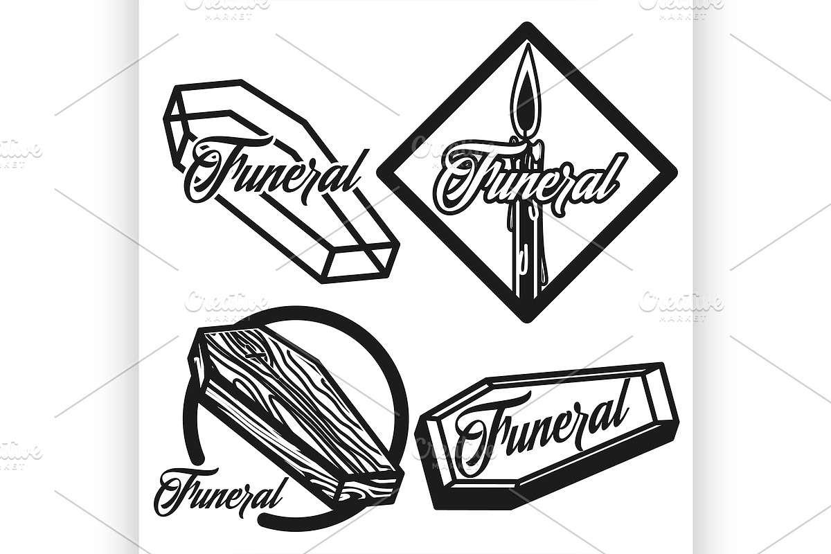 Vintage funeral emblems in Illustrations - product preview 8