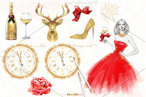 New Years Party Clipart in Illustrations - product preview 1