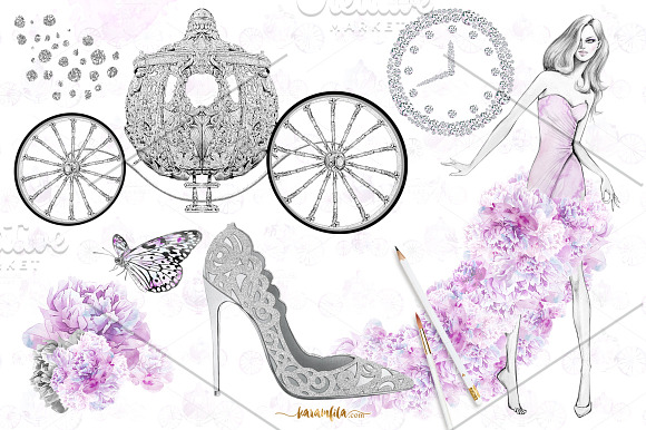 Cinderella Fashion Clipart in Illustrations - product preview 1