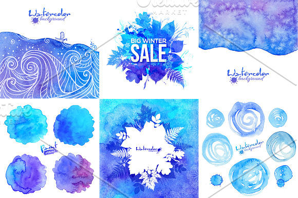 20 watercolour winter backgrounds in Patterns - product preview 1