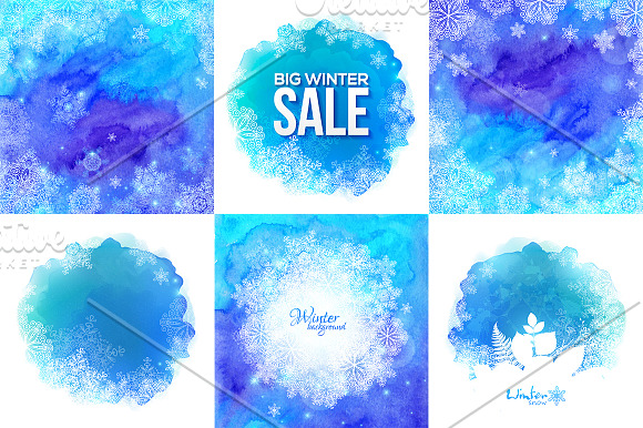 20 watercolour winter backgrounds in Patterns - product preview 3