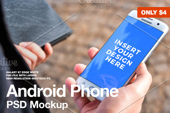 Android Phone Galaxy S7 Edge Mockup in Mobile & Web Mockups - product preview 1