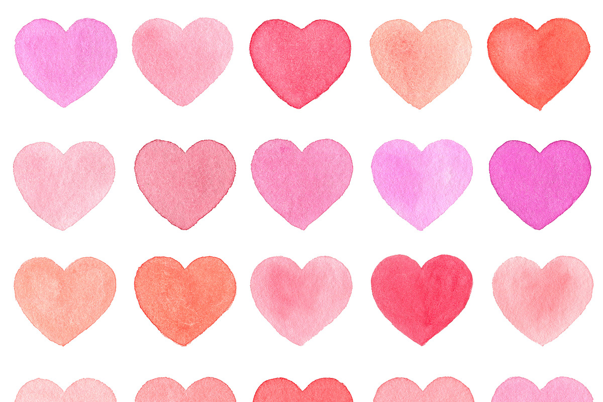 Watercolor heart isolated on white in Patterns - product preview 8