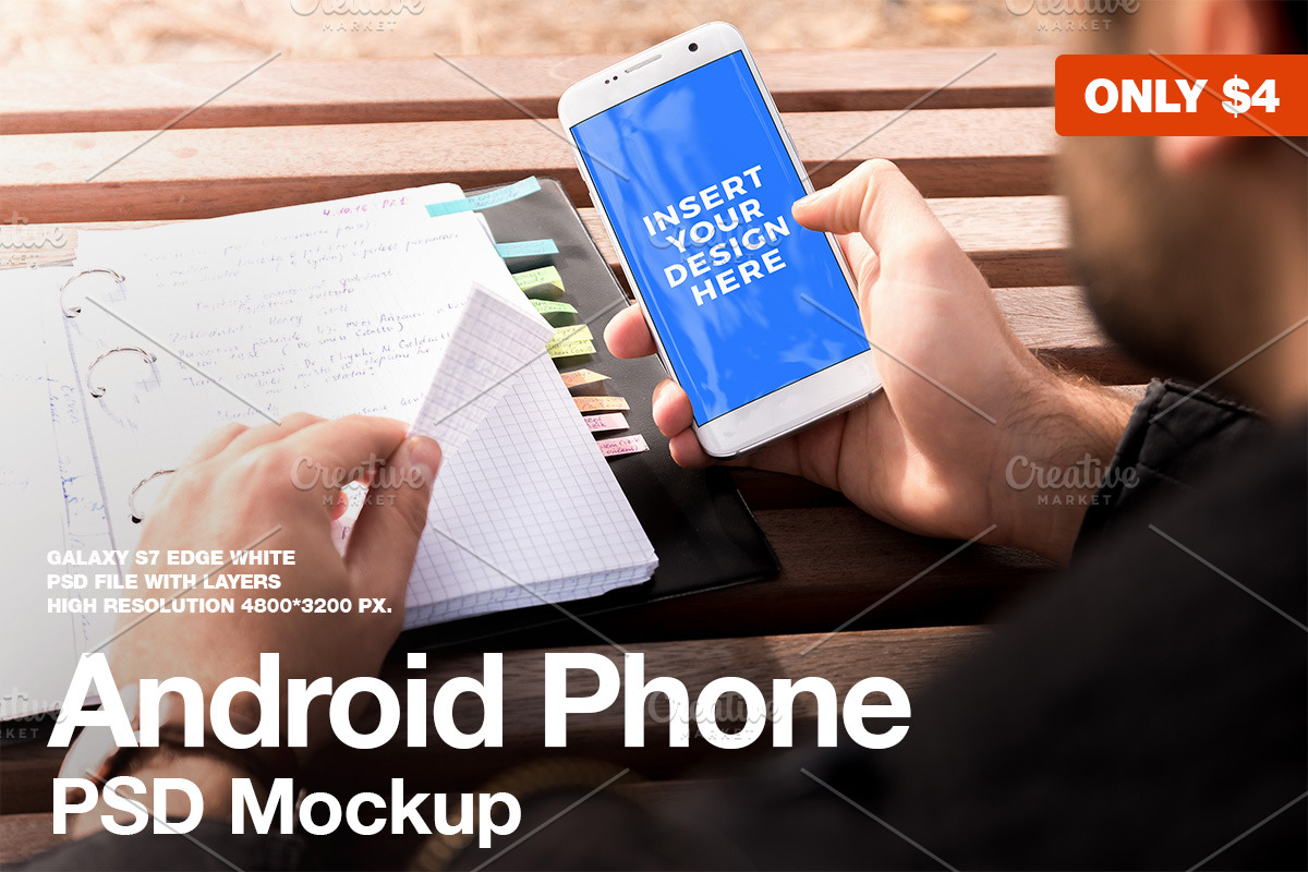 Galaxy S7 Edge PSD Mockup in Mobile & Web Mockups - product preview 8