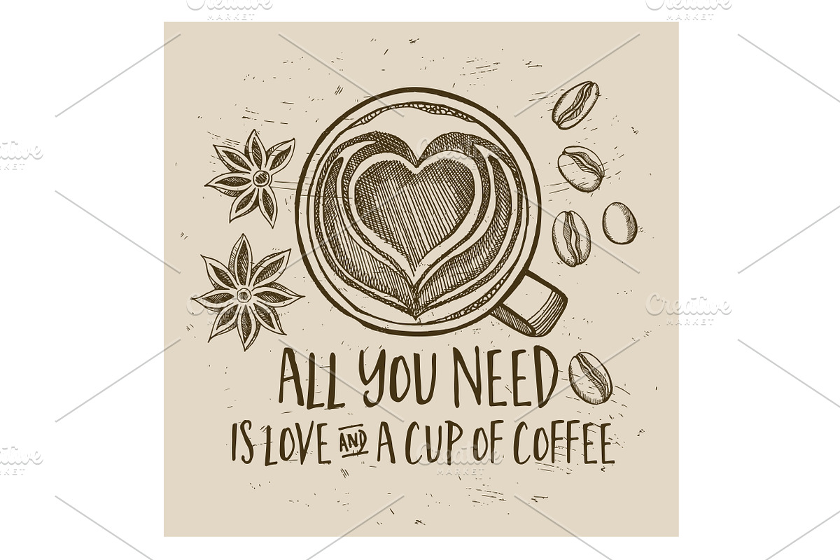 Coffee quote poster in Illustrations - product preview 8