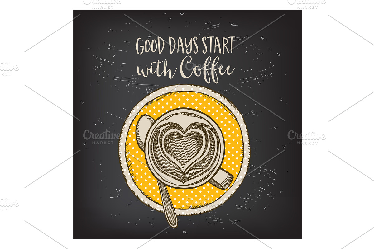 Coffee quote poster in Illustrations - product preview 8