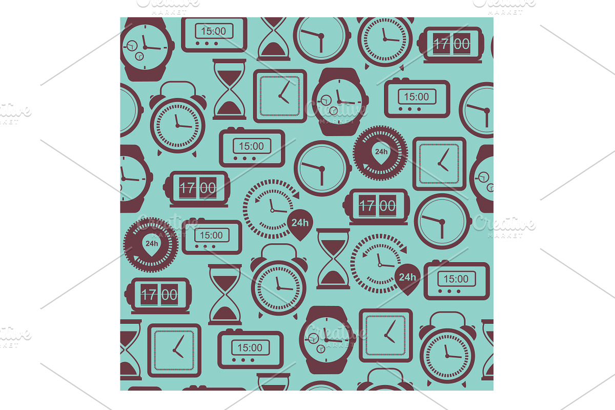 Seamless pattern with watches in Illustrations - product preview 8
